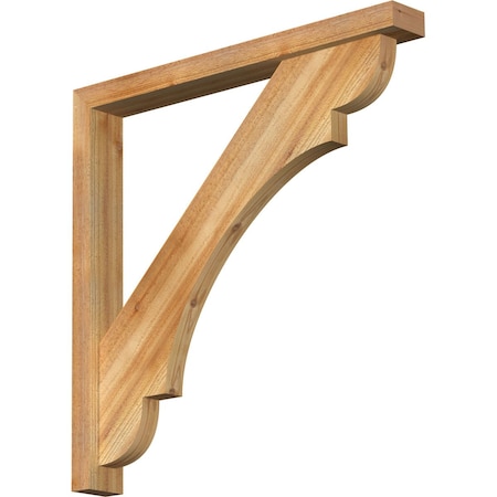 Ekena Millwork Olympic Block Rough Sawn Bracket w/ Offset Brace, Western Red Cedar, 4"W x 34"D x 34"H BKT0402X34X34OLY05RWR